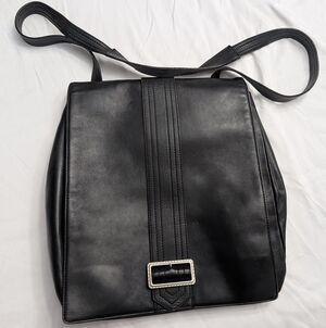 Genuine Vintage BURBERRY Black Leather Shoulder Bag Purse